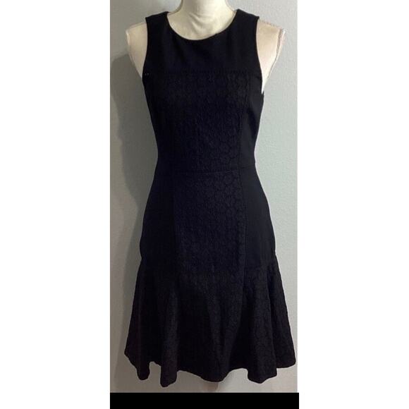 J. Crew Dresses & Skirts - J.Crew Collection Size 0 Black Eyelet Ponte Fit Flare Dress
